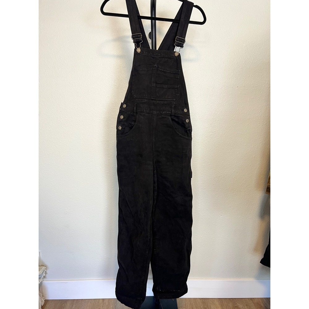 J. Galt Brandy Melville Womens Black Denim Overalls Straight Leg RR085B Size S